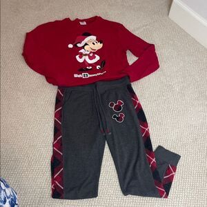 Disney Red and Gray Mickey Mouse Holiday Pajama Set